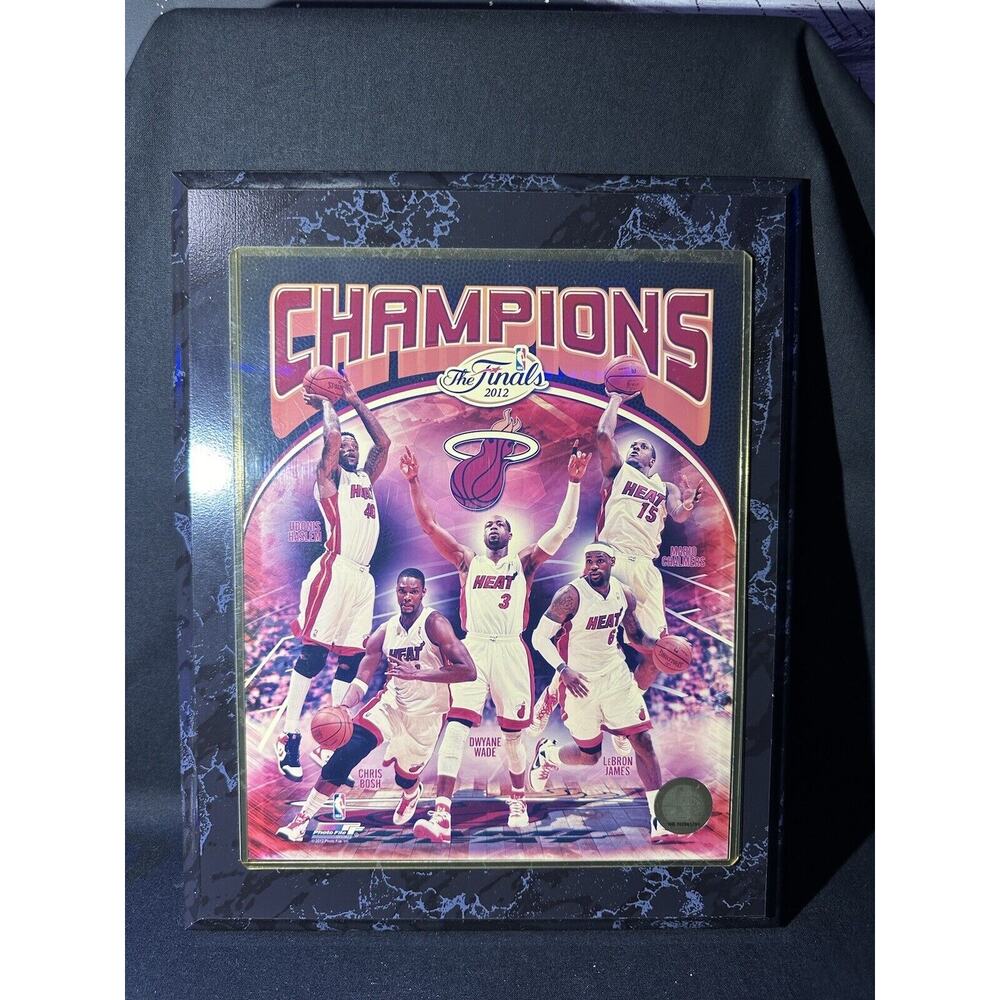 Miami Heat 2012-2013 NBA Championship Plaque Dwayne Wade, Lebron James, Bosh